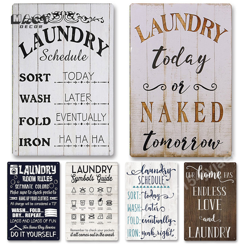Home Bathroom Signs - Slogan Metal Tabela Çamaşır Odası Dekorasyon