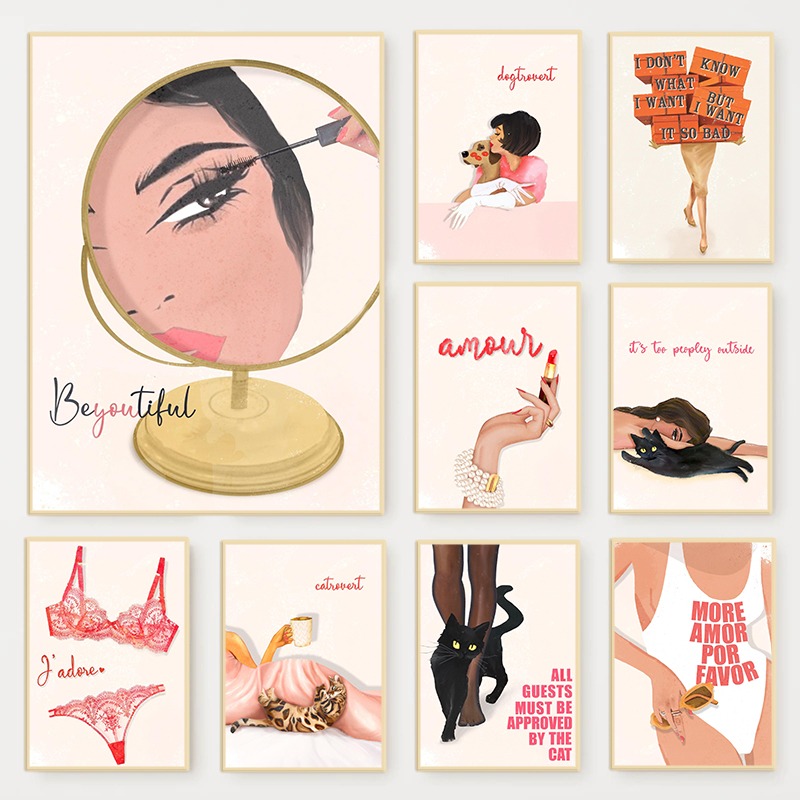 Home Bathroom Quotes - Retro Glam Moda Dergisi Posteri Pembe