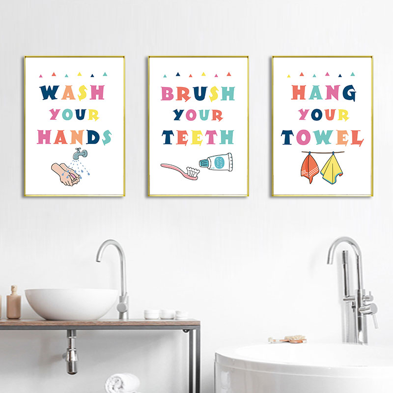 Home Bathroom Quotes - Modern Renkli Çocuk Banyo Duvar Sanatı