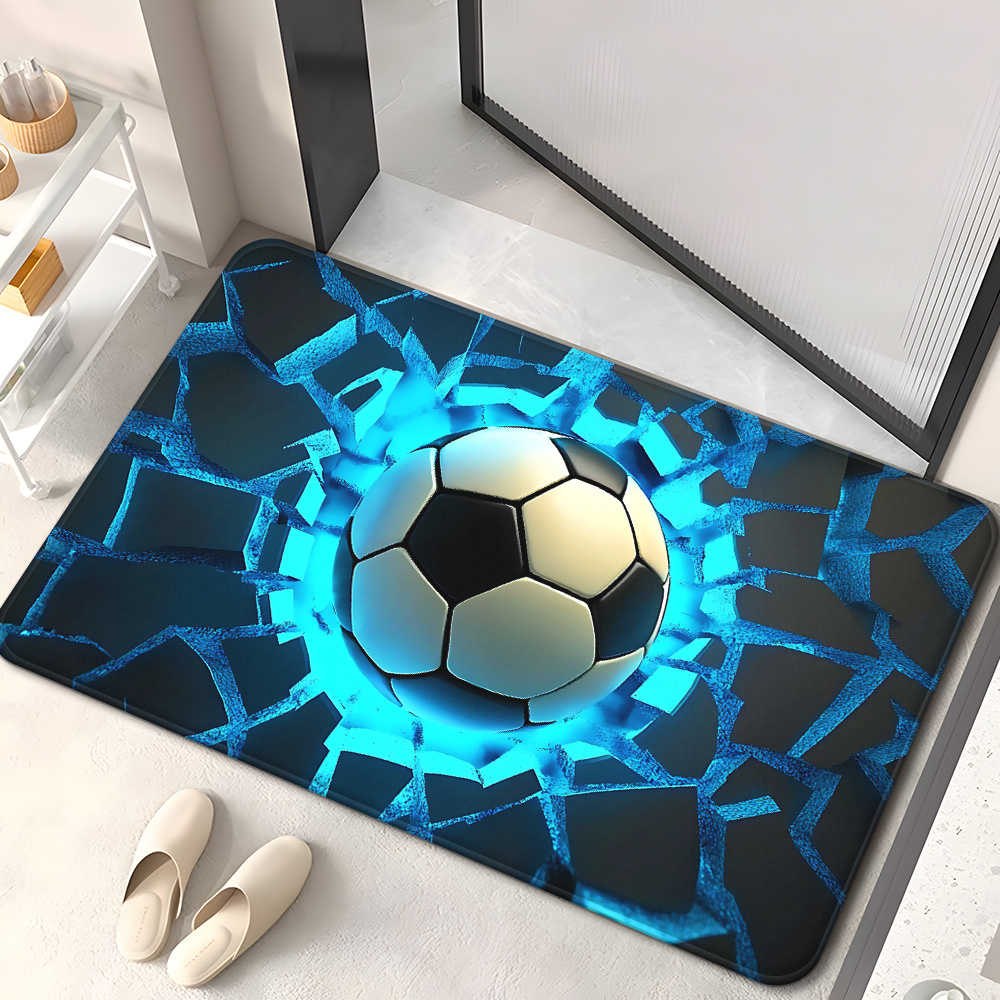 Home Bathroom Break - Futbol Topu Kırma Duvar Flanel Halı