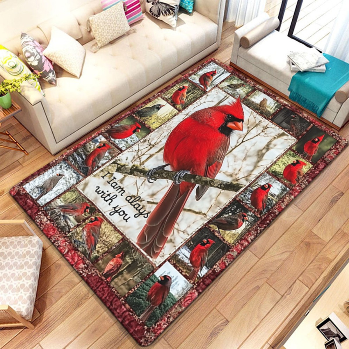 Home Bathroom Quotes - Rustik Kardinal Kuş Baskılı Halı Çiftlik