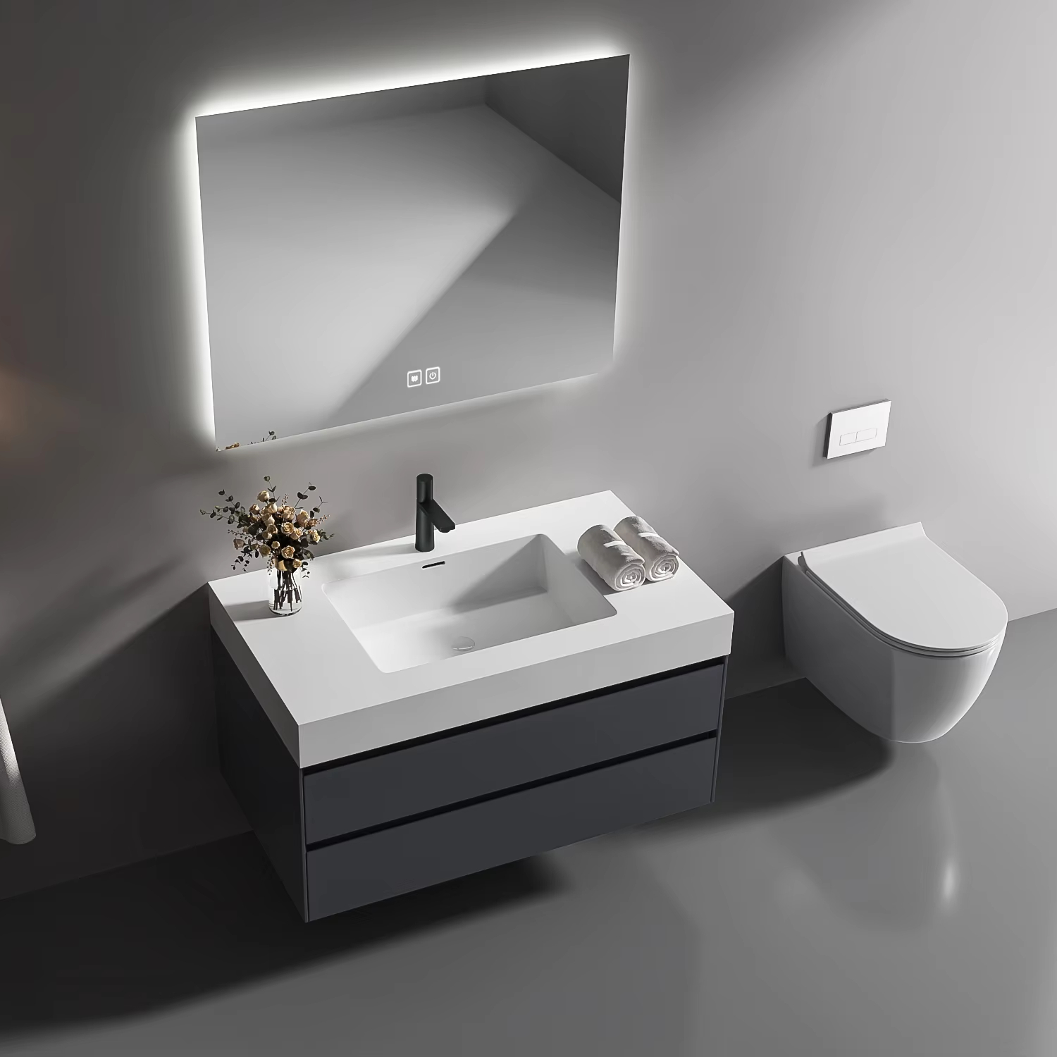 Home Bathroom Trends - Modern Lüks Duvara Monte Banyo Dolabı