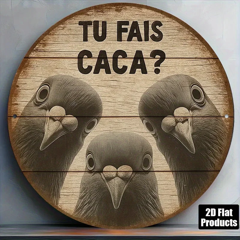 Home Bathroom Quotes - Komik Üç Güvercin Fransız Alıntılı Yuvarlak