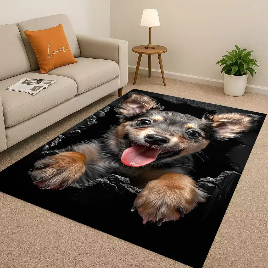 Home Bathroom Break - Klasik Kırılan Duvar 3D İllüzyon Köpek