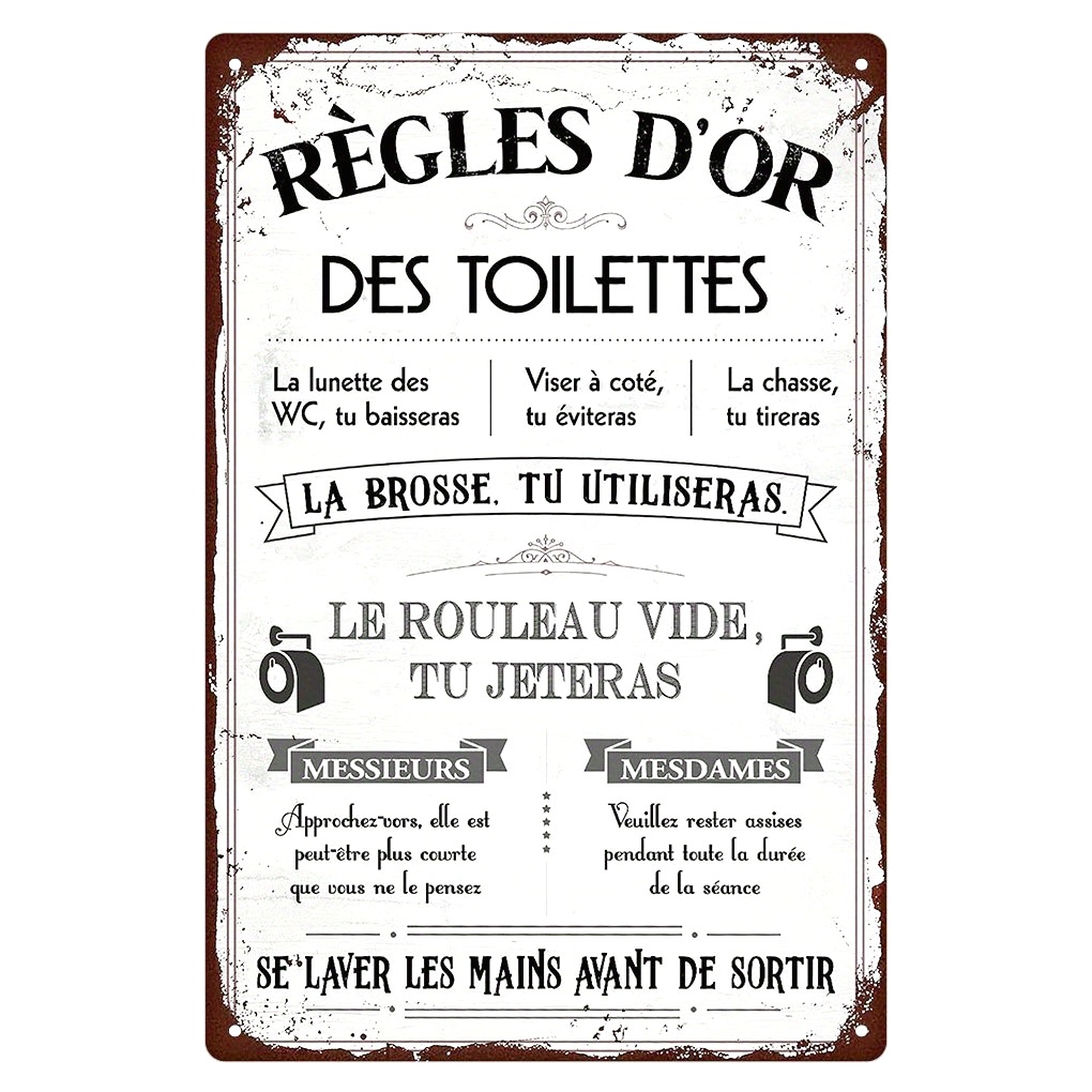 Home Bathroom Quotes - Komik Fransız Sözü Metal Tuvalet Tabelası