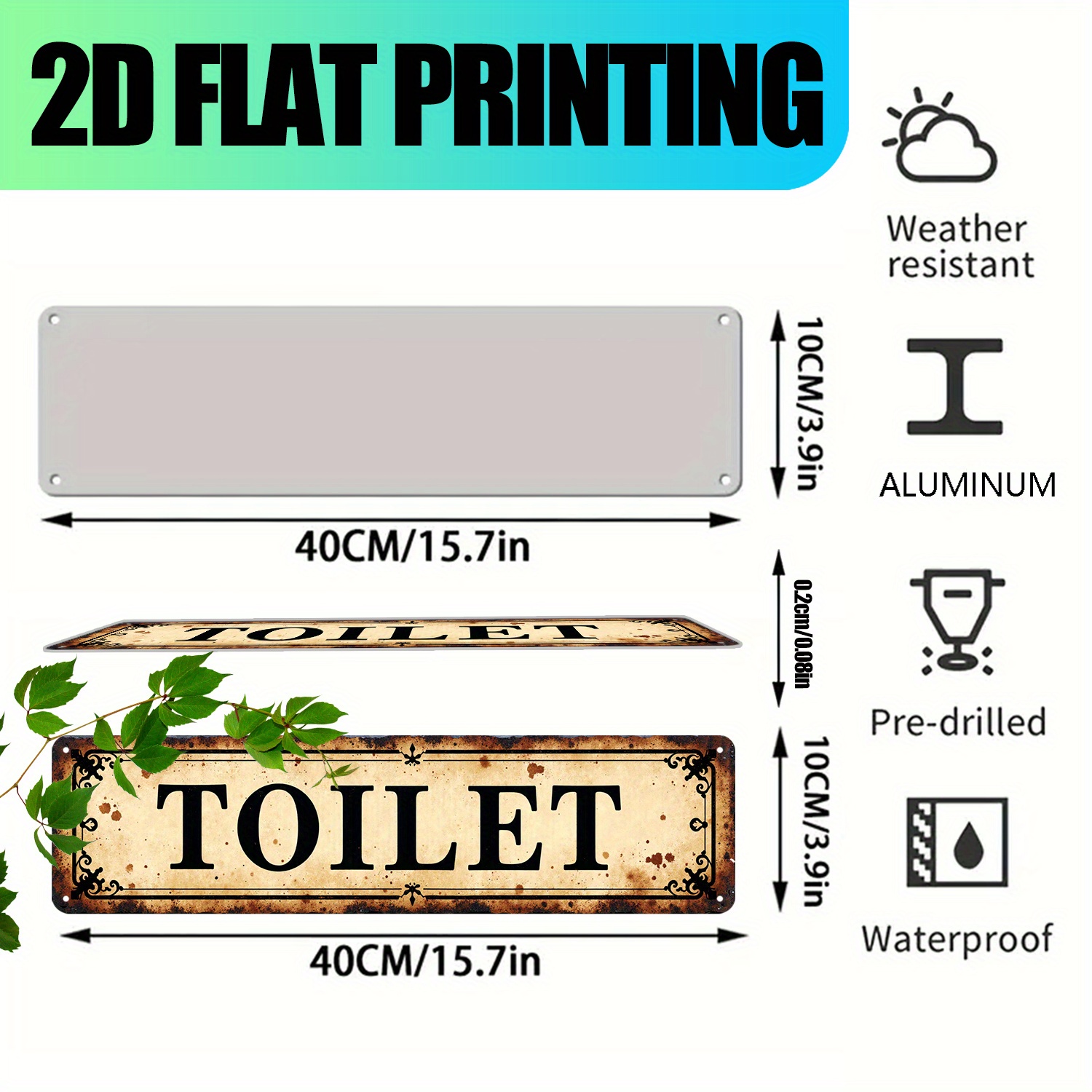 2D Düz, Vintage Alüminyum Duva - Home Bathroom Signs incelemesi ve fiyatı