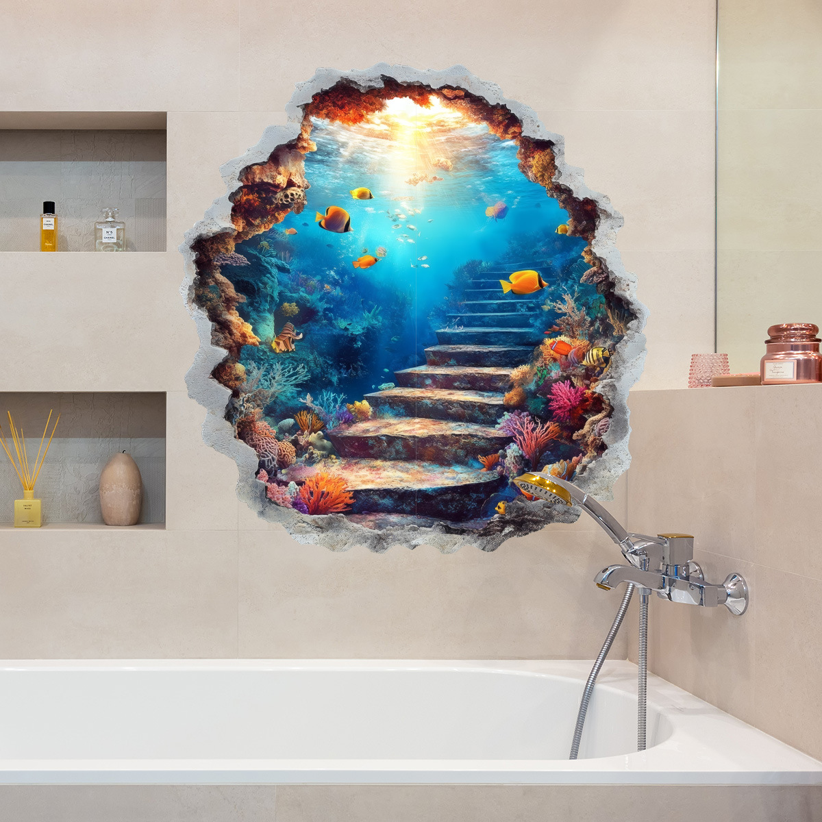 3D Sualtı Dünyası Yunus Kırma  - Home Bathroom Break incelemesi ve fiyatı